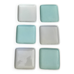 Assiettes à dessert carrées turquoise et grises Assiettes à dessert carrées turquoise et grises