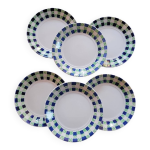 Assiettes dessert digoin sarreguemines mod�le plaid ann�es 1970