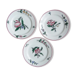 Assiettes  dessert en faence de sarreguemines, dcor floral, dbut xx - me sicle