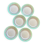 Assiettes à dessert rétro vert d eau, corail poudre Assiettes à dessert rétro vert d eau, corail poudre