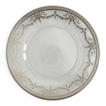 Assiette  dessert en verre vintage rubans / n?uds et guirlandes argent