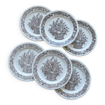 Assiettes à dessert vintage porcelaine motif bouquet champêtre marron Assiettes à dessert vintage porcelaine motif bouquet champêtre marron
