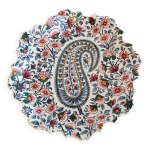 Assiette en fa�ence de gien motif cachemire floral bord festonn�