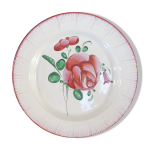 Assiette en faience de l'est rose rouge 19eme luneville islettes st clement nº1 Assiette en faience de l'est rose rouge 19eme luneville islettes st clement nº1
