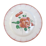 Assiette en faience de l'est rose rouge 19eme luneville islettes st clement nº2 Assiette en faience de l'est rose rouge 19eme luneville islettes st clement nº2