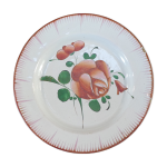 Assiette en faience de l'est rose rouge 19eme luneville islettes st clement nº3 Assiette en faience de l'est rose rouge 19eme luneville islettes st clement nº3