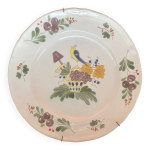 Assiette faence strasbourg ? oiseau sur panier garni