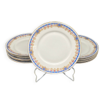 Assiettes à fromages / desserts porcelaine de limoges liseré bleu et petites fleurs roses msfp1 Assiettes à fromages / desserts porcelaine de limoges liseré bleu et petites fleurs roses msfp1