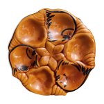 Assiette d huîtres français millésimées en majolique de vallauris, avec poissons et coquillages Assiette d huîtres français millésimées en majolique de vallauris, avec poissons et coquillages