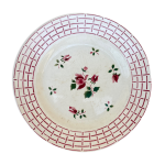 Assiette  motif floral boutons de rose sarreguemines digoin