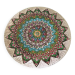 Assiette murale dcorative en mail sur cuivre. motifs mandala aux multiples couleurs
