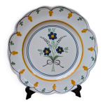 Assiette murale m. b. f. a pornic peint  la main modle uranie dcor floral