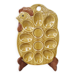 Assiette a oeufs repose oeufs vintage barbotine 10 trous made in japon