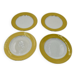 Assiettes plates l'amandinoise jaune et bords dors