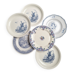 Assiettes plates bleu gien, st amand