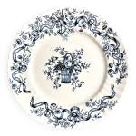Assiette plate longchamp en terre de fer, service  rubans