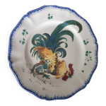 Assiette plate n4 les coqs signes lunville keller & gurin diam 25, 5c