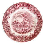 Assiette plate en porcelaine anglaise rouge , grindley , staffordshire , england