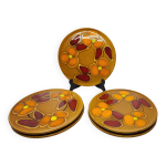 Assiettes st clment en barbotine francaise dcor orange et rouge vintage