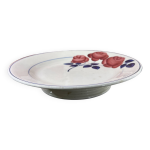 Assiette sur talon vintage plat dessert rose rouge