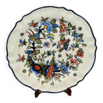 Assiette unique limoges motif oiseau et fleurs bleues 1224a2