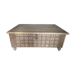 Authentique ancien coffre / malle du rajasthan mtal martel teck