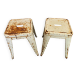 Authentique paire tabourets mtallique tolix xavier pauchard industriel 50