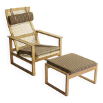 Brge mogensen modle 2254 chaise luge en chne avec pouf