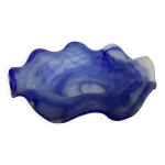 Baguier en pte de verre bleu cobalt  bord dentel