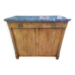 Bahut 2 portes 1 tiroir en noyer blond directoire plateau marbre Bahut 2 portes 1 tiroir en noyer blond directoire plateau marbre