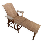 Bain de soleil - transat - chaise longue en osier rotin vintage Bain de soleil - transat - chaise longue en osier rotin vintage