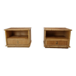 Bamboo and rattan pair of bedside tables nightstands by dal vera, italy 1970s