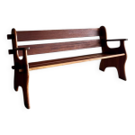 Banc 3 places brutaliste en bois massif brun fonc� si�ge sculptural du milieu du si�cle (ann�es 1960 ...