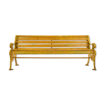 Banc en bois et fonte à patine jaune Banc en bois et fonte à patine jaune