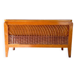 Banc coffre vintage en bois et rotin annes 60 banc de rangement rtro