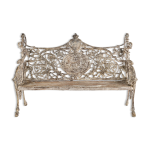 Banc en fonte sculptée et bois à patine blanche Banc en fonte sculptée et bois à patine blanche