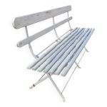 Banc pliant de jardin en fer et bois ancien - 1950s