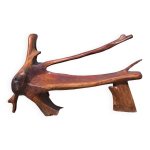 Banc en teck brutaliste