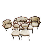 Banquette 2 places + 2 berg�res simples + 5 chaises louis xv � retapisser