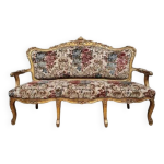 Banquette baroque de style louis xv en bois doré et sculpté Banquette baroque de style louis xv en bois doré et sculpté