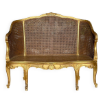 Banquette en bois doré style louis xv Banquette en bois doré style louis xv