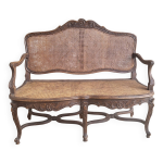 Banquette canne en rotin louis xv, poque xixme