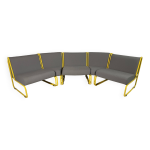 Banquette modulable tubulaire jaune & tissu gris Banquette modulable tubulaire jaune & tissu gris