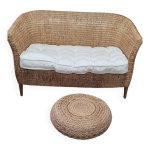 Banquette et pouf de jardin en banane tisse