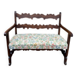 Banquette provenal en bois massif et tissu fleuri
