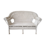 Banquette en rotin blanc