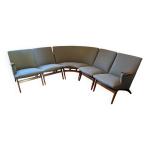 Banquette scandinave vintage karl srlie & snner restaure, tissu d