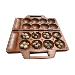 Bao mancala : jeu traditionnel fait main en bois massif Bao mancala : jeu traditionnel fait main en bois massif