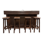 Bar anglais antique avec tabourets de bar