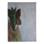 Barques  le bac , peinture  l'huile de g. m. hurbin